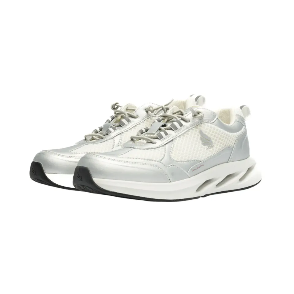 Gisada 16001 sneakers sølv hvit dame lær mesh