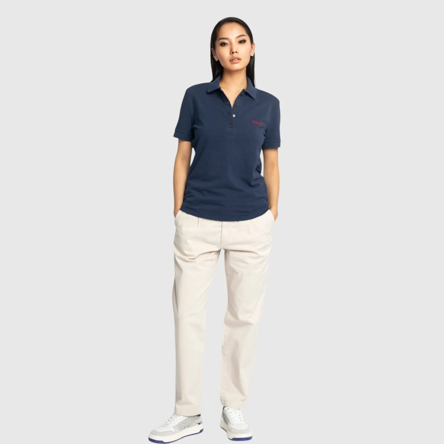 Gisada 9001 polo marine dame – piqué broderi