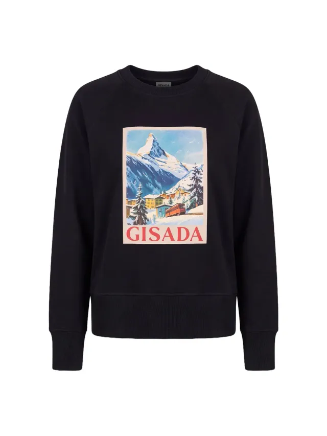 Gisada 6011 sweatshirt svart – cropped jersey bomull