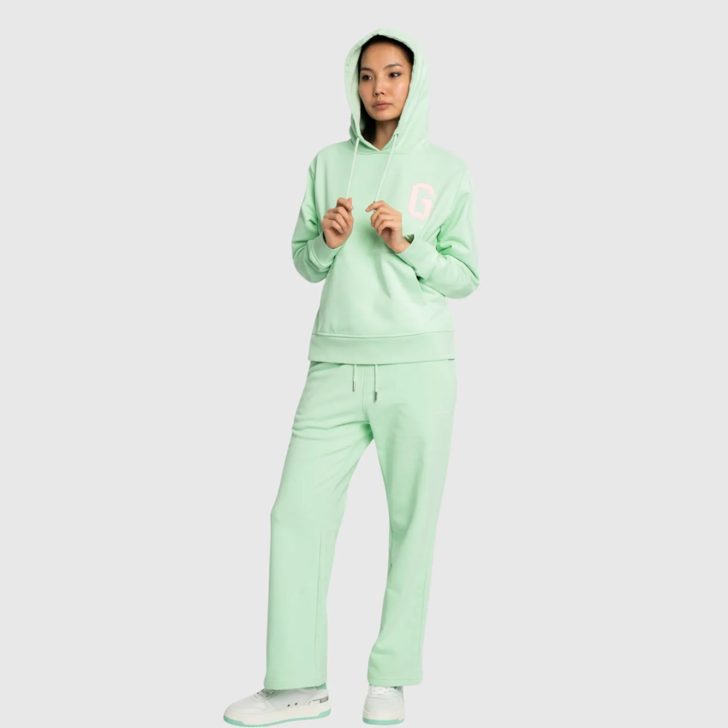 Gisada Regular Fit Hoodie Cotton Patch Print hettegenser mint