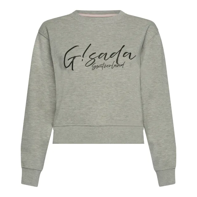 Gisada Crop Sweatshirt bomull Snow Grey skriftlogo