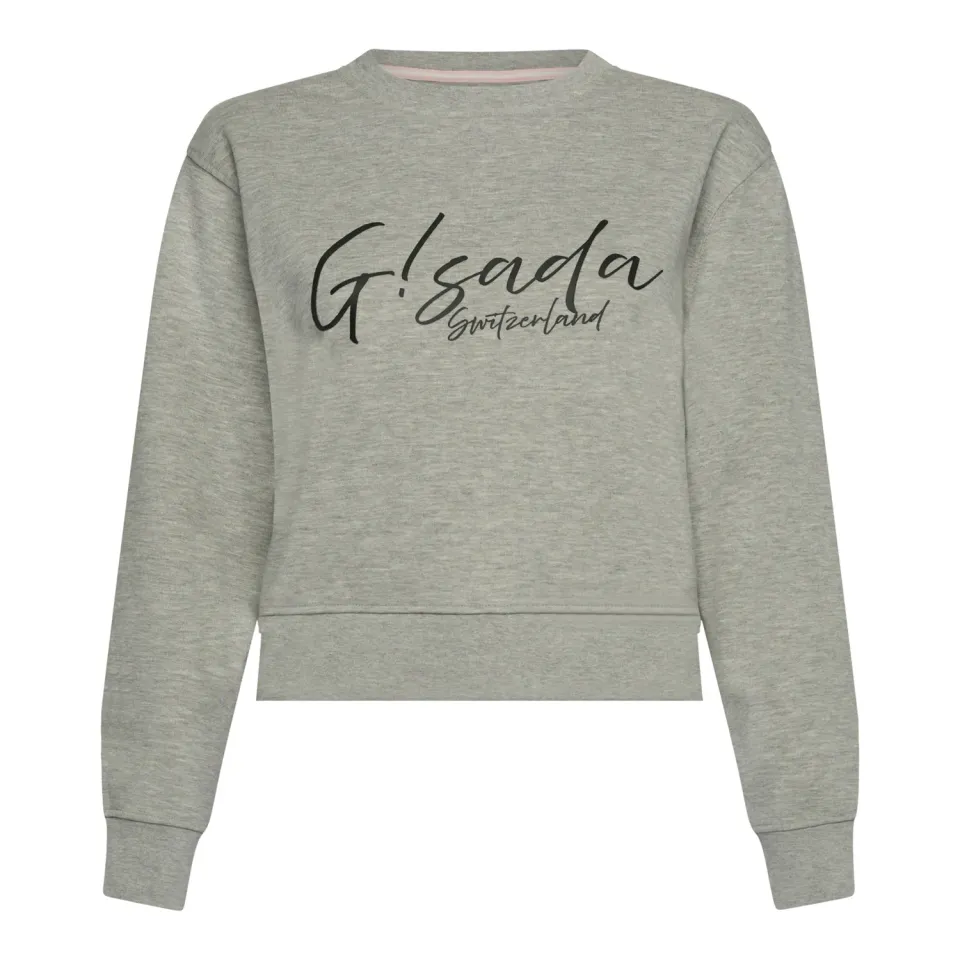Gisada Crop Sweatshirt bomull Snow Grey skriftlogo