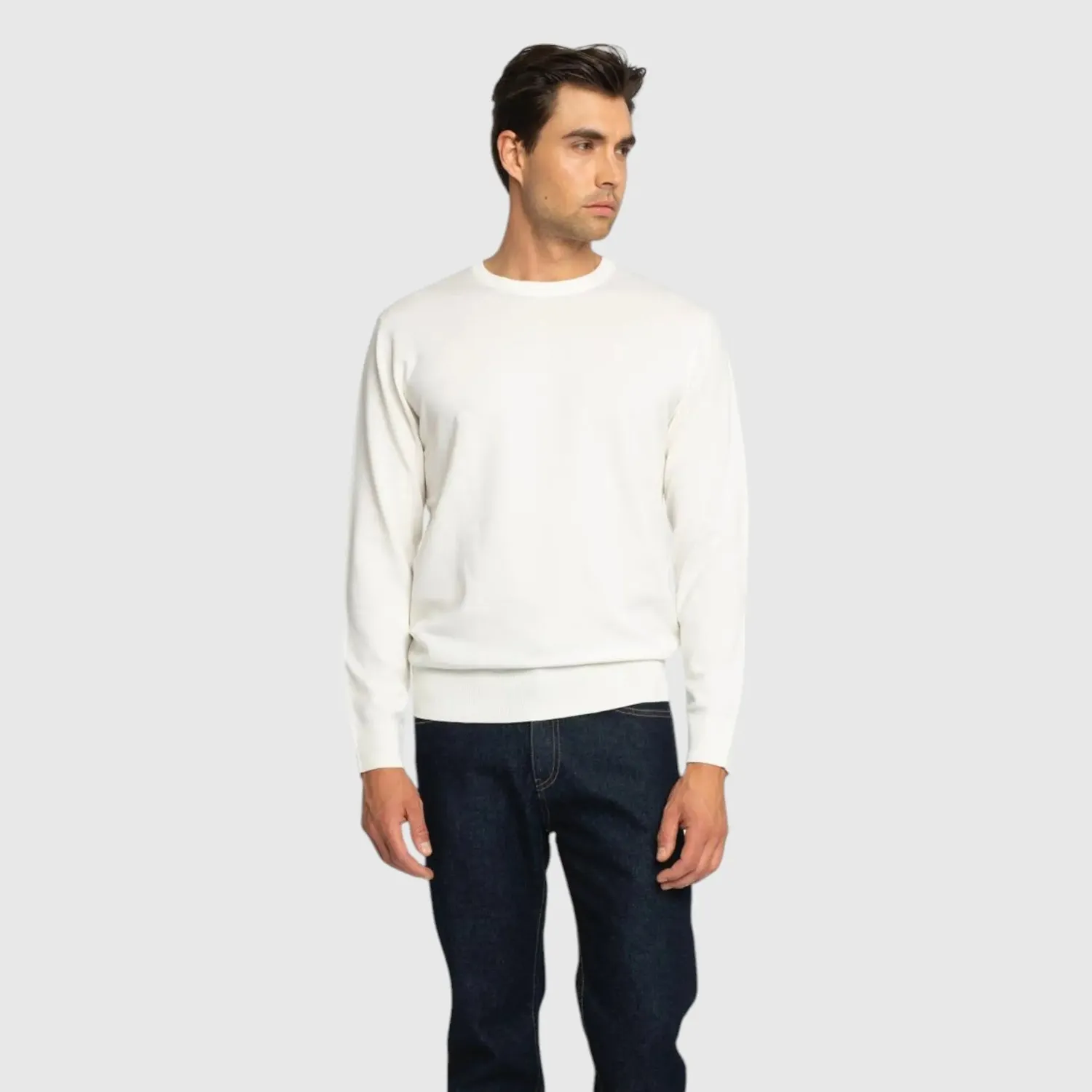 Gisada Regular Fit Round Neck Pullover genser elfenben