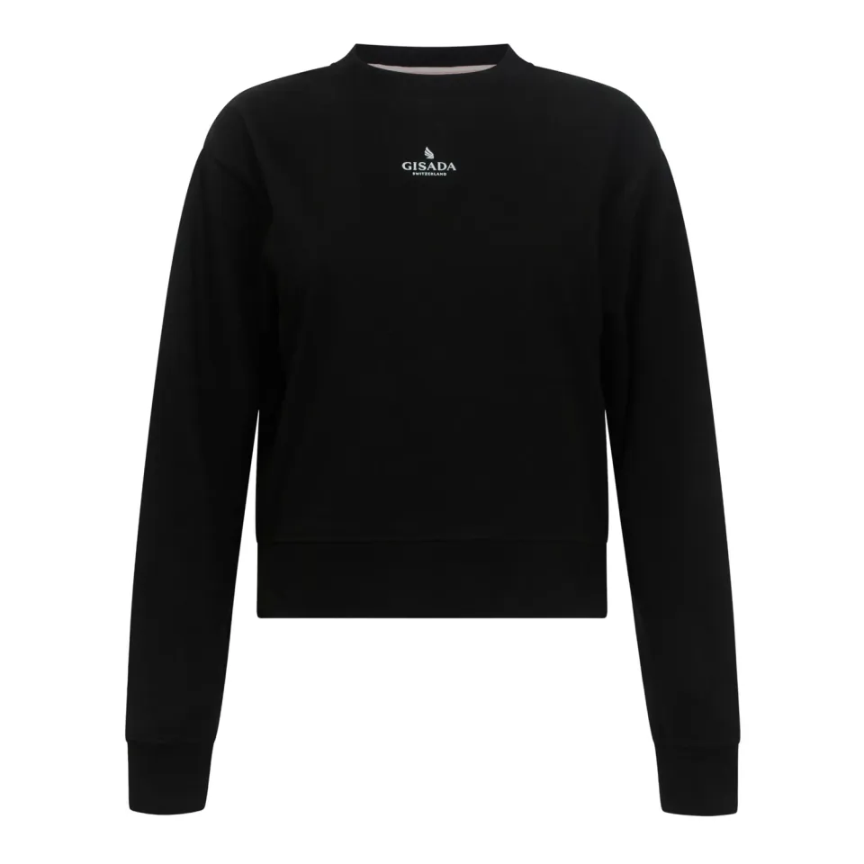 Gisada 6002 sweatshirt svart dame bomull crop