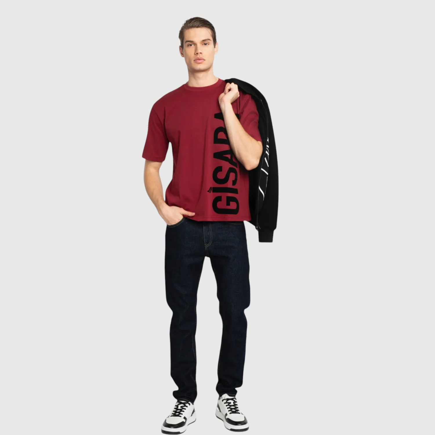 Gisada 1010 t-skjorte Bordeaux oversized