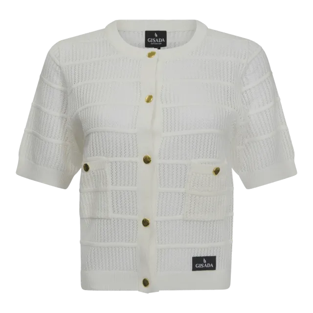 Gisada 1502 cardigan elfenben pointelle