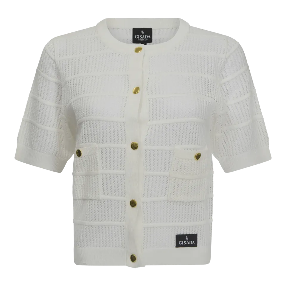 Gisada 1502 cardigan elfenben pointelle
