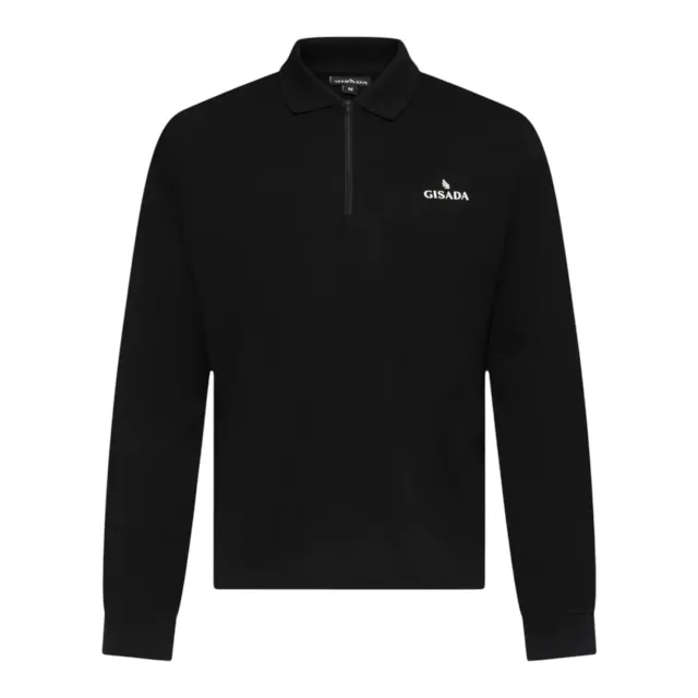 Gisada 2005 polo svart zip-up interlock