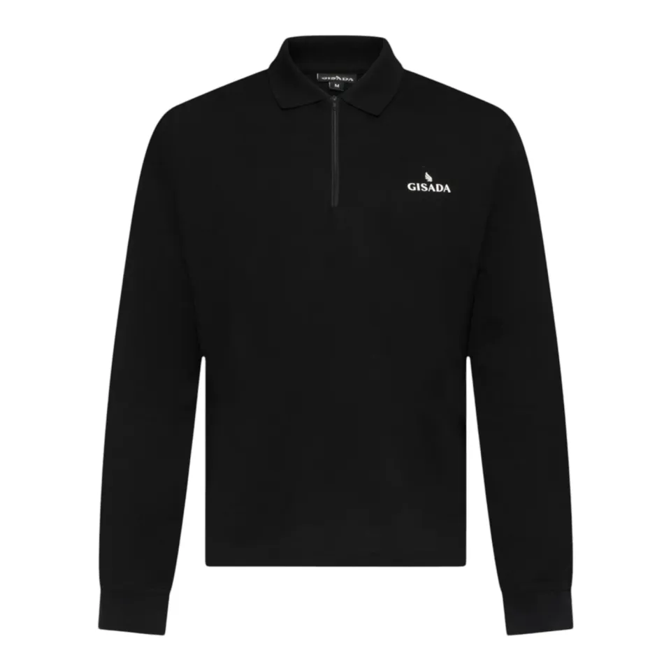 Gisada 2005 polo svart zip-up interlock