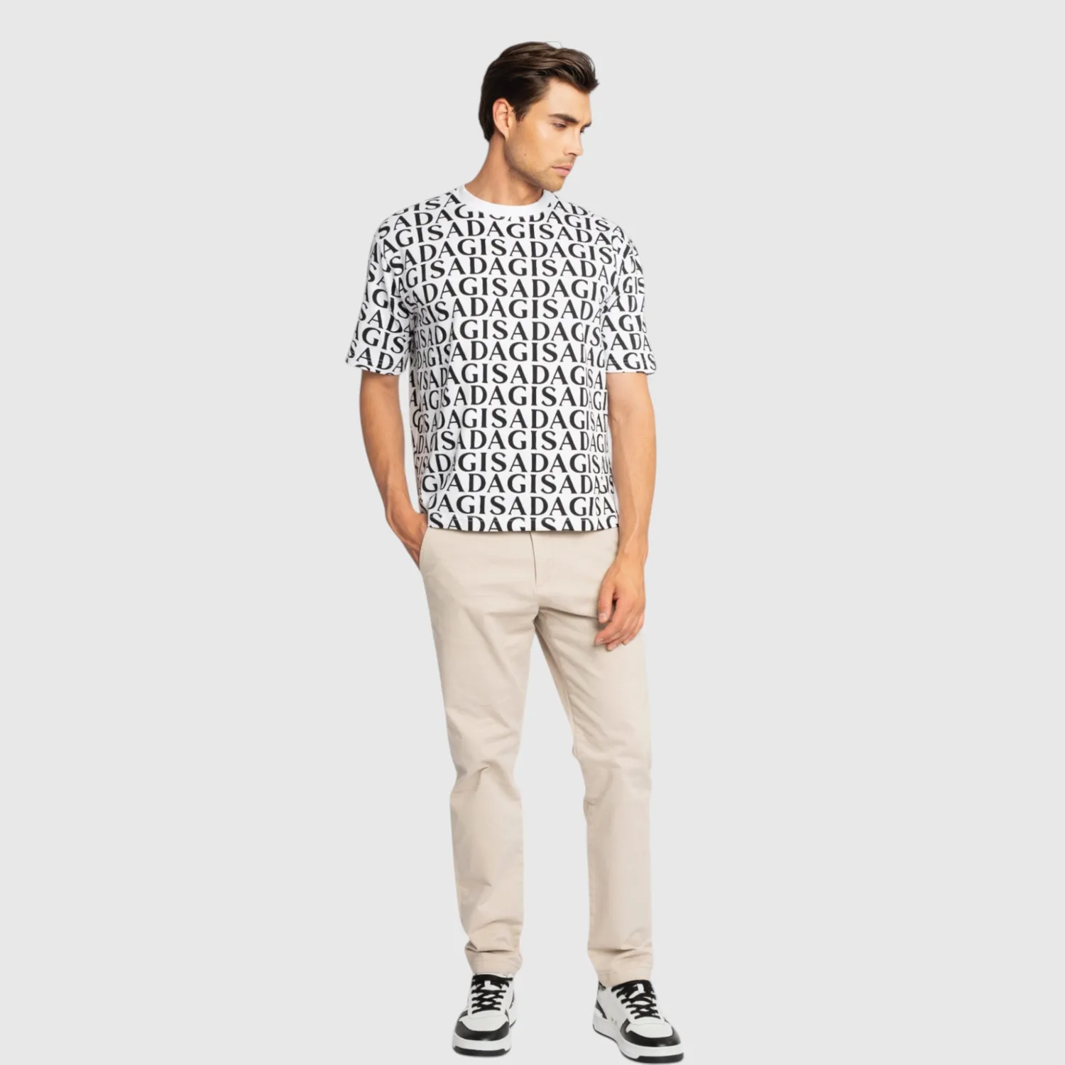 Gisada Chicago 1008 t-skjorte hvit allover-print