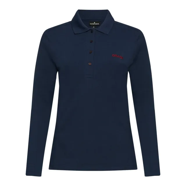 Gisada 9000 poloskjorte dame navy langermet broderi