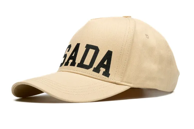 Cotton Twill Baseball Cap Gisada College Digital Print caps beige