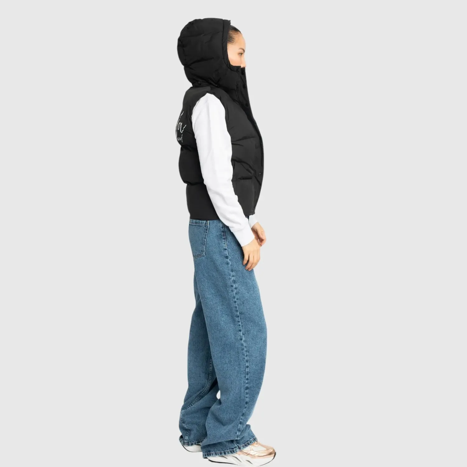 Gisada Puffer gilet svart med hette dame
