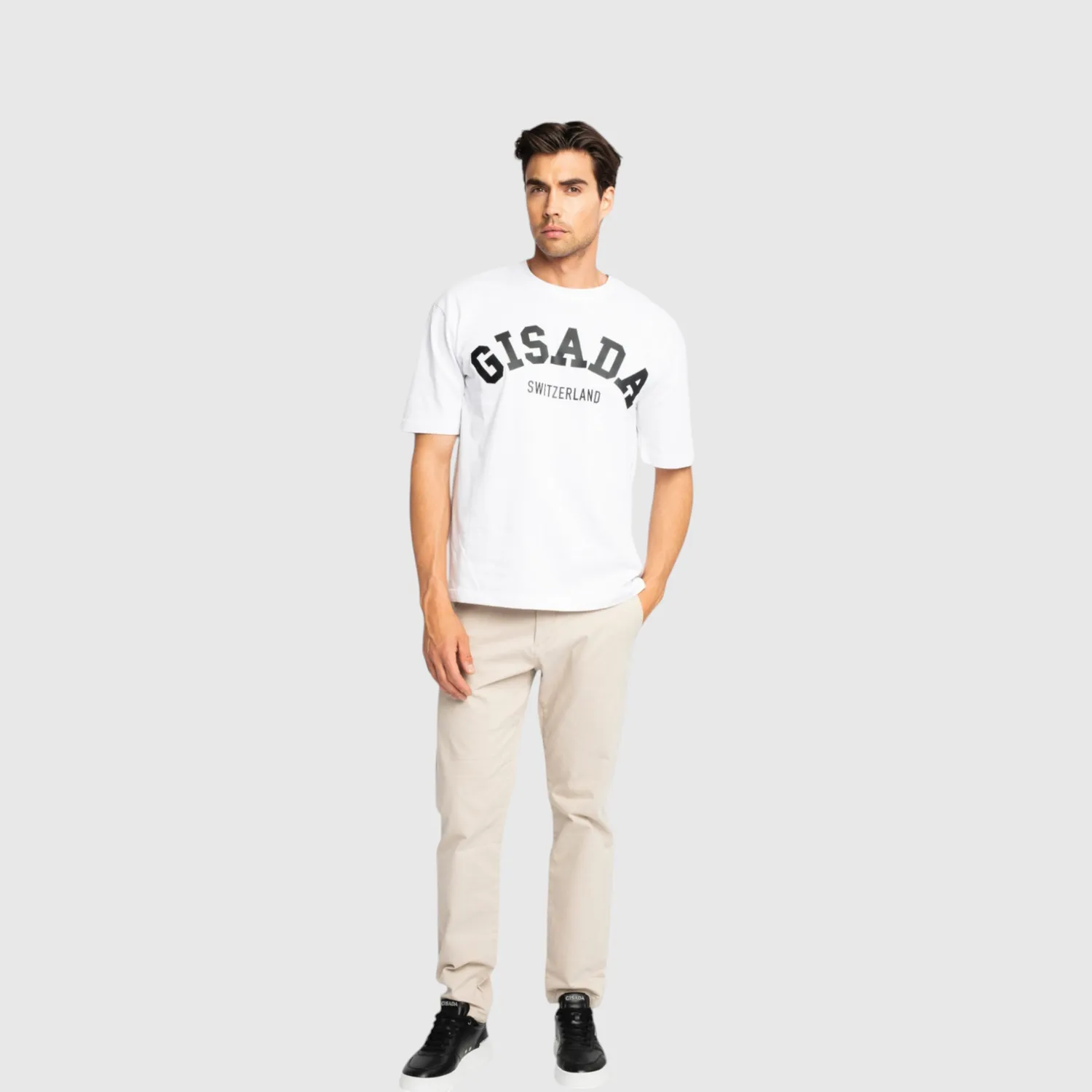 Gisada Chicago 1006 t-skjorte hvit oversized tung bomull