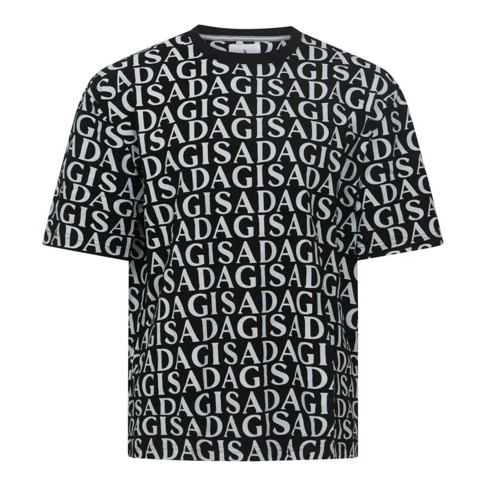Gisada 1008 oversized t-skjorte black bomull monogram