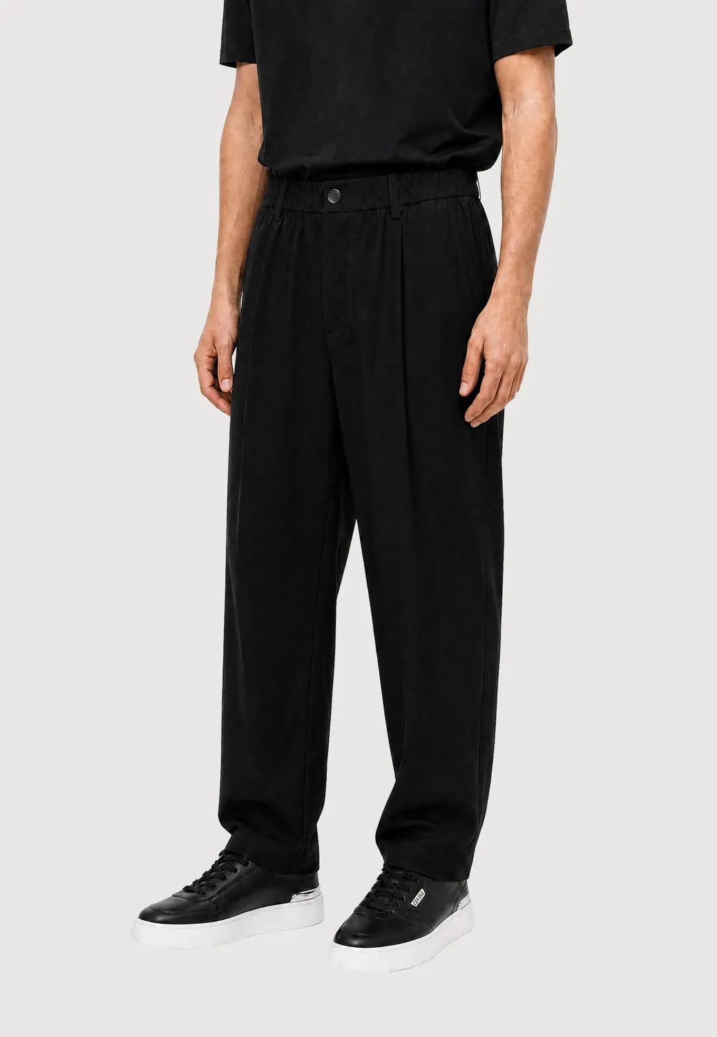 Gisada 1114 bukse svart ullblanding single-pleat