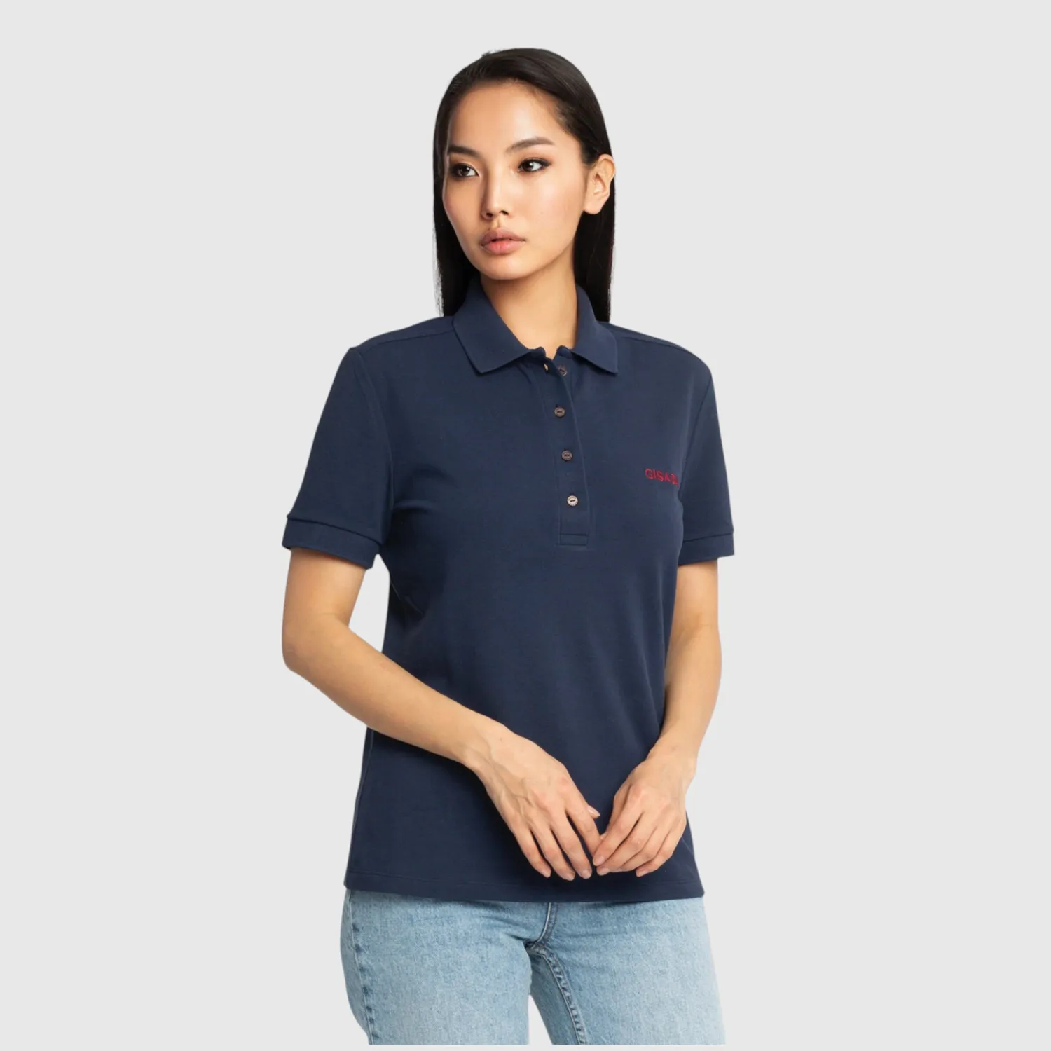 Gisada 9001 polo marine dame – piqué broderi