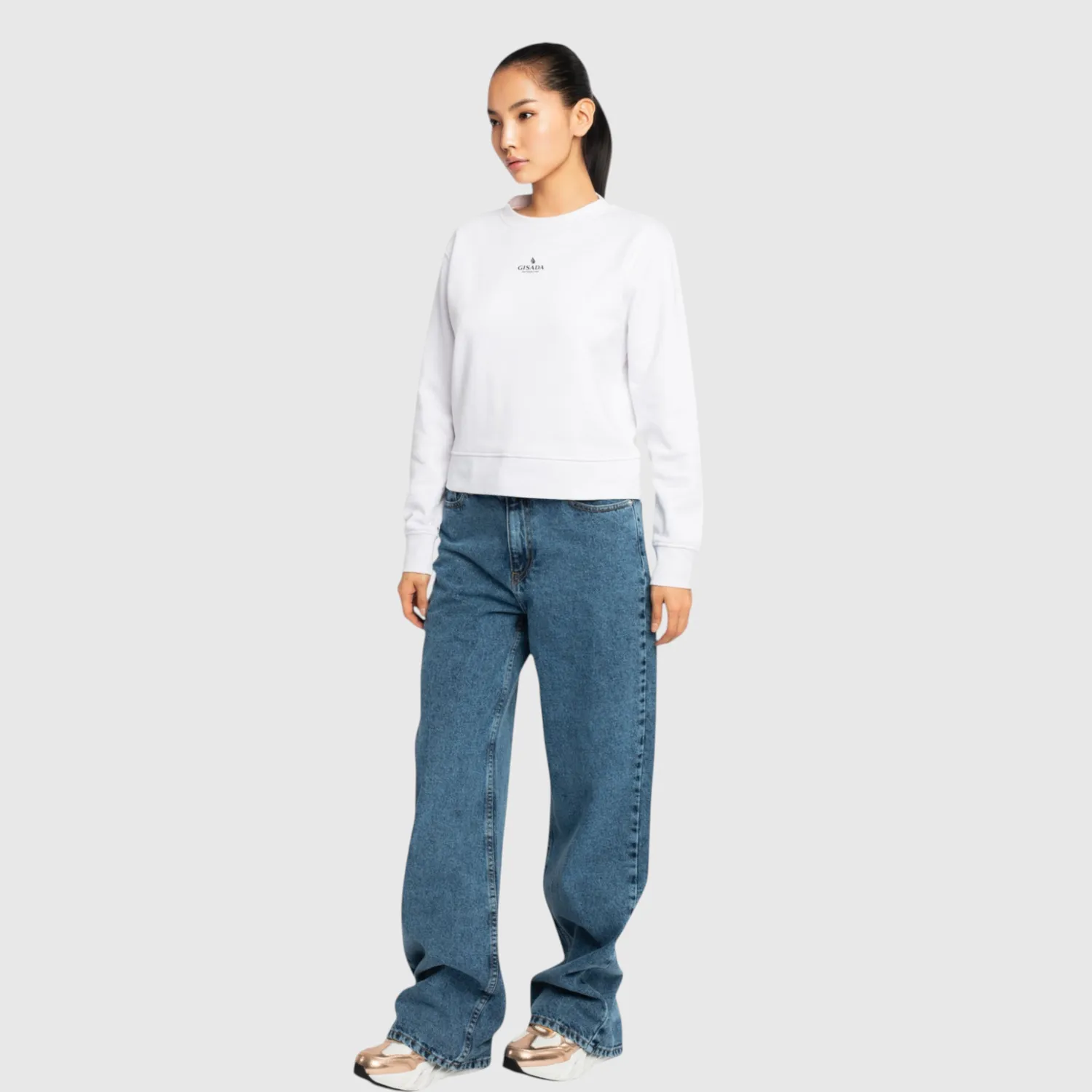 Gisada 6002 Berlin crop sweatshirt hvit regular fit