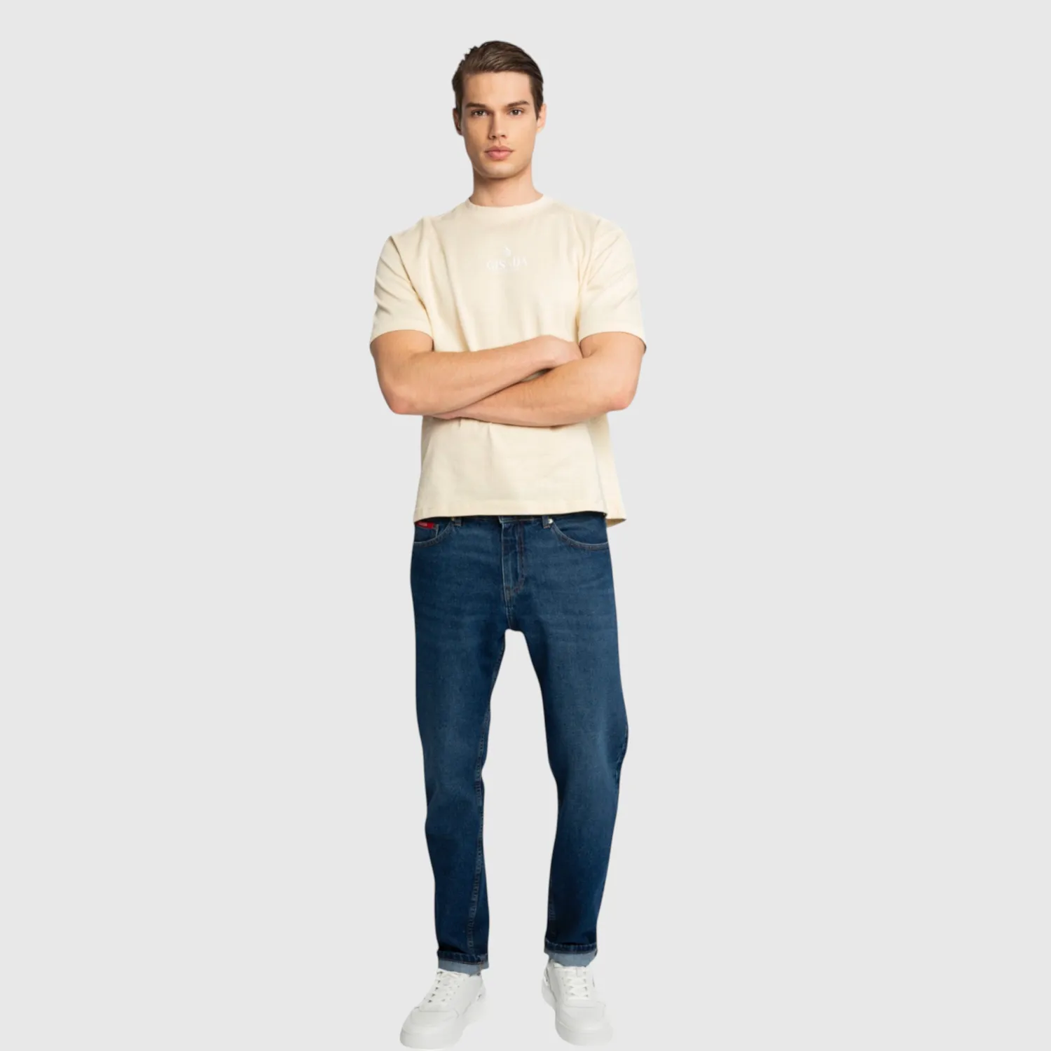 Gisada Chicago 1009 t-skjorte beige oversized logo