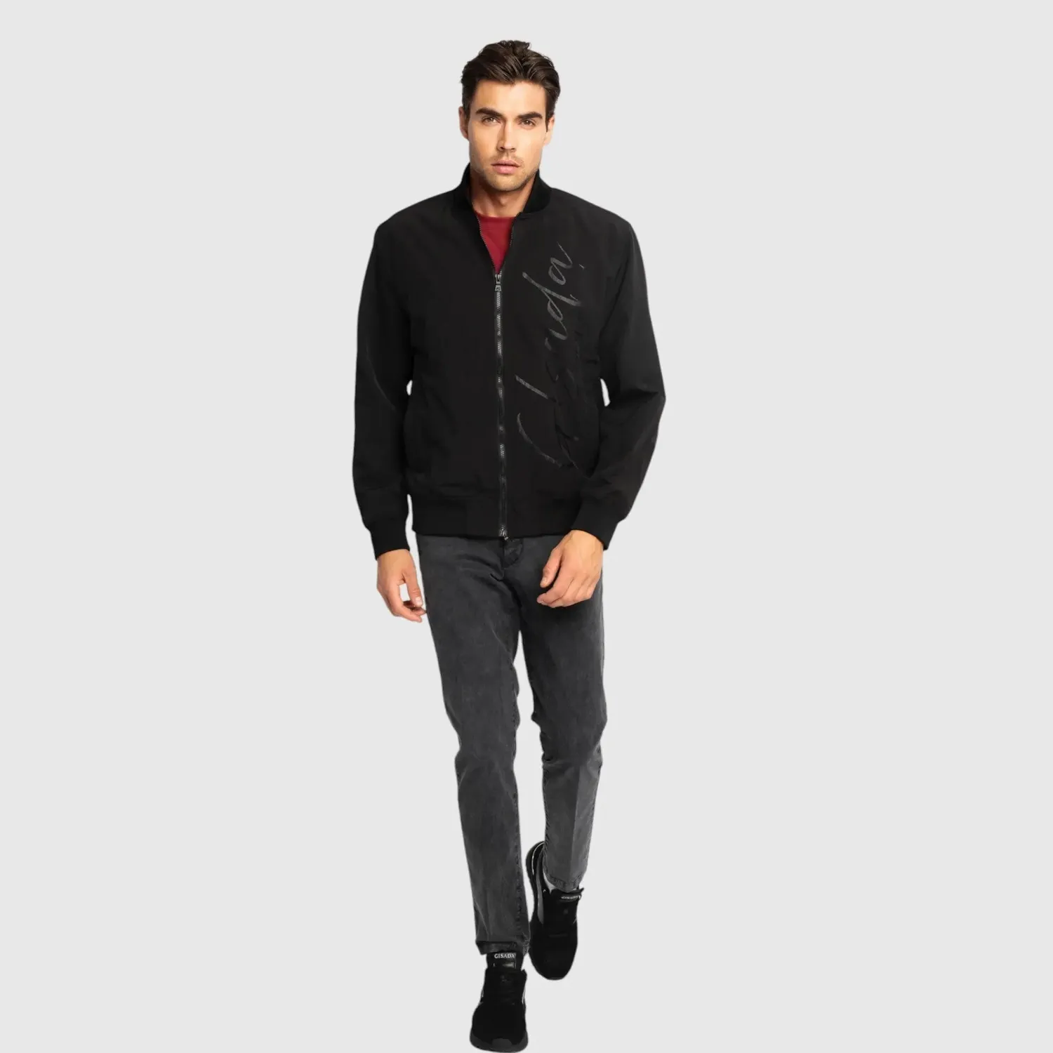 Gisada Regular Fit bomberjakke svart nylon