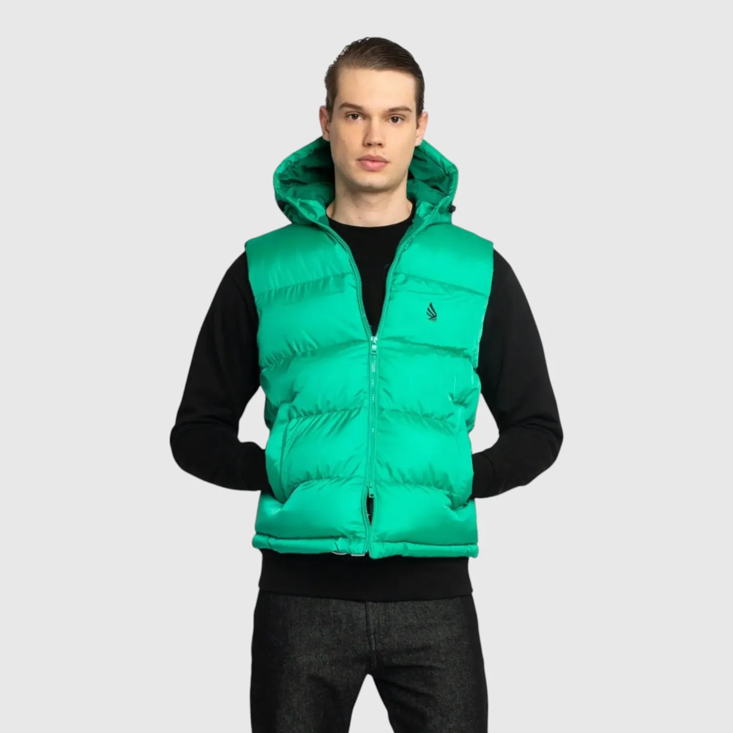 Gisada Puffer Gilet Logo Patch vest smaragdgrønn nylon