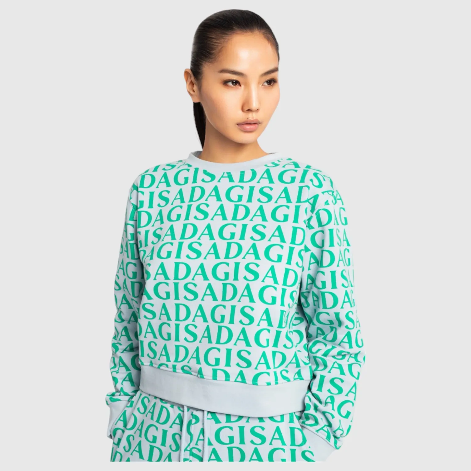 Gisada 6005 sweatshirt ice blue crop monogram