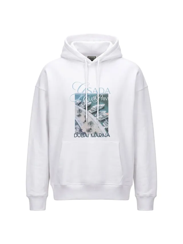 Gisada Hoodie hettegenser bomull White Dubai-trykk