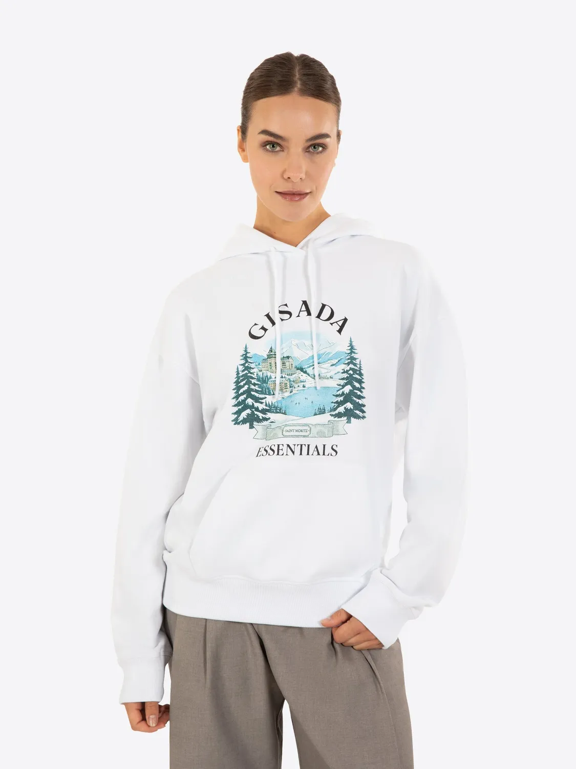 Gisada Hoodie hettegenser bomull White Dubai-trykk