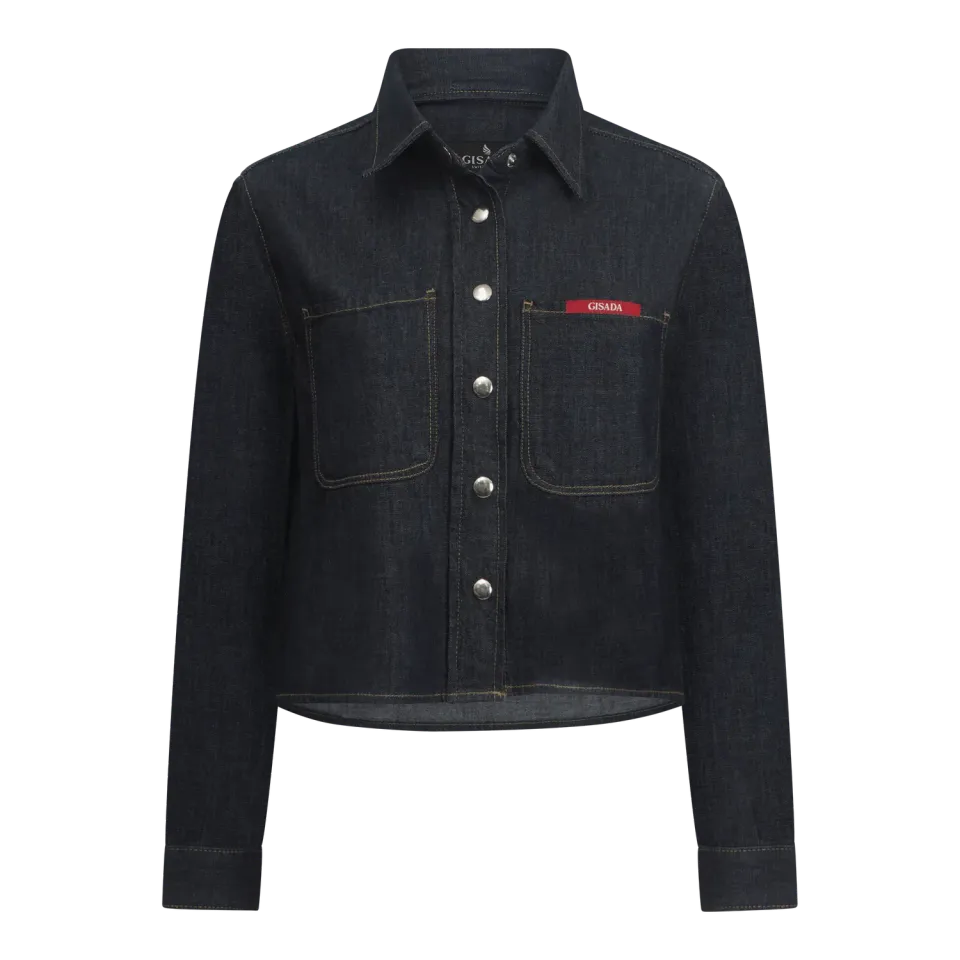 Gisada Crop Regular denimskjorte navy