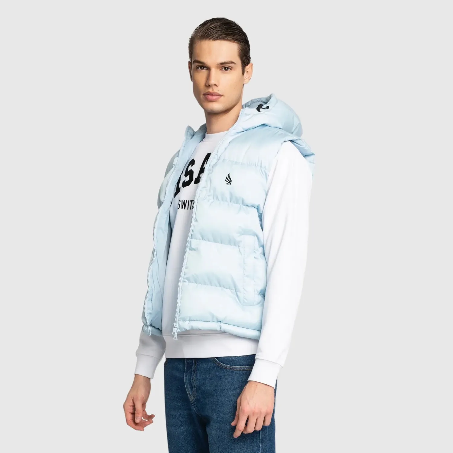 Gisada 1312 vest ice blue quiltet varm