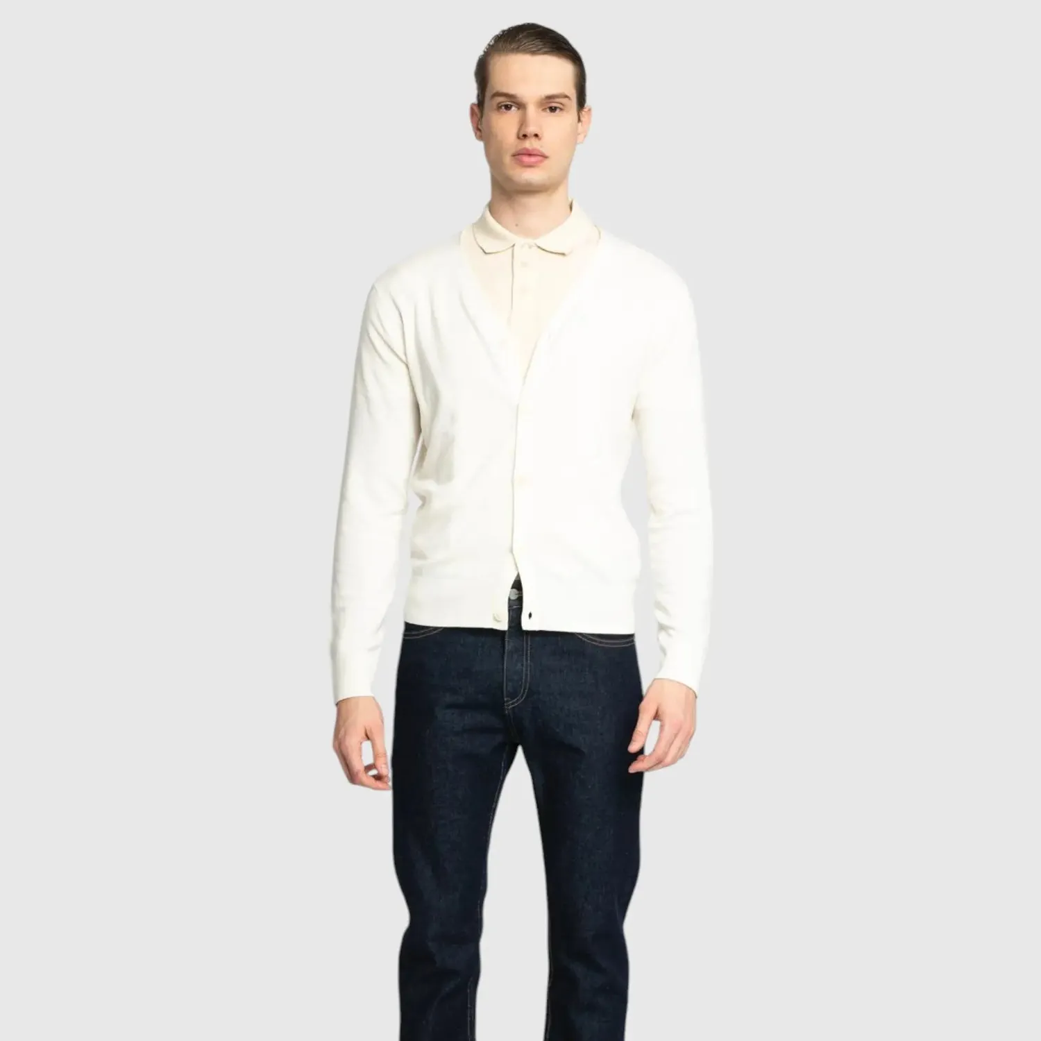 Gisada cardigan elfenben bomull regular fit