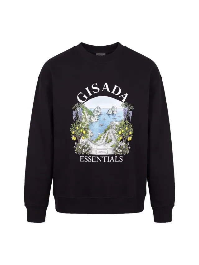Gisada 3013 sweatshirt svart Capri-print bomull