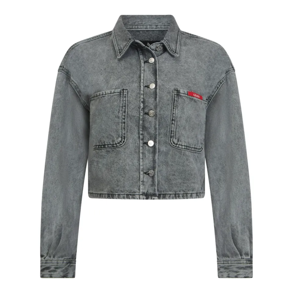 Gisada Crop Oversize denimskjorte snow grey M