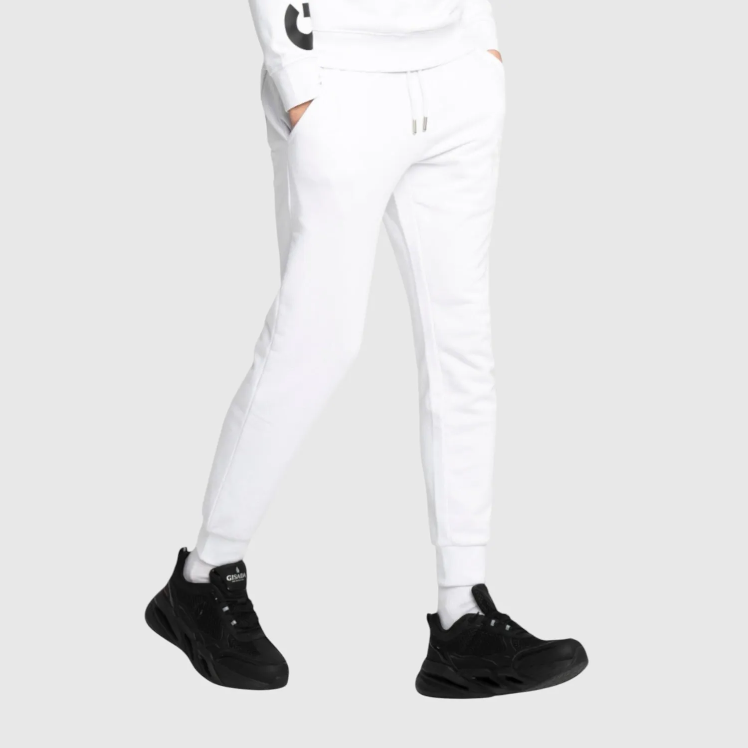 Gisada joggebukse hvit bomull regular fit herre