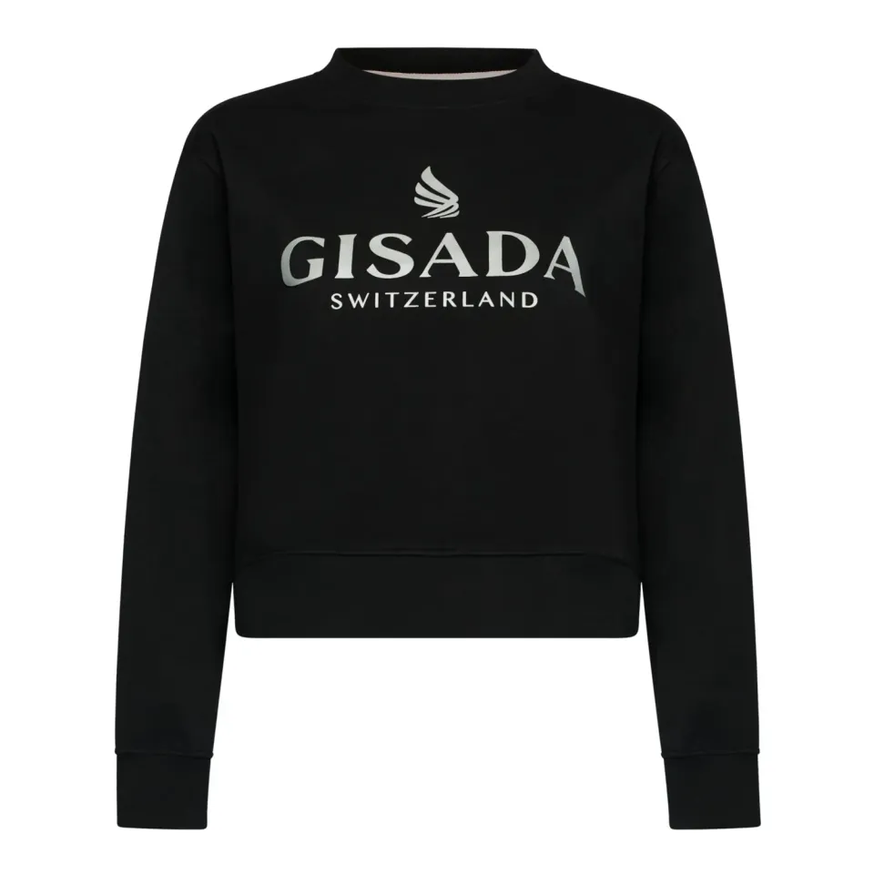 Gisada Berlin 6004 Gensersvart cropped glittertrykk dame