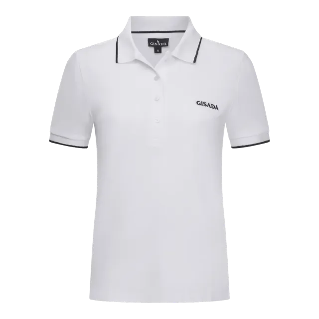 Gisada 9002 polo dame hvit piqué bomull