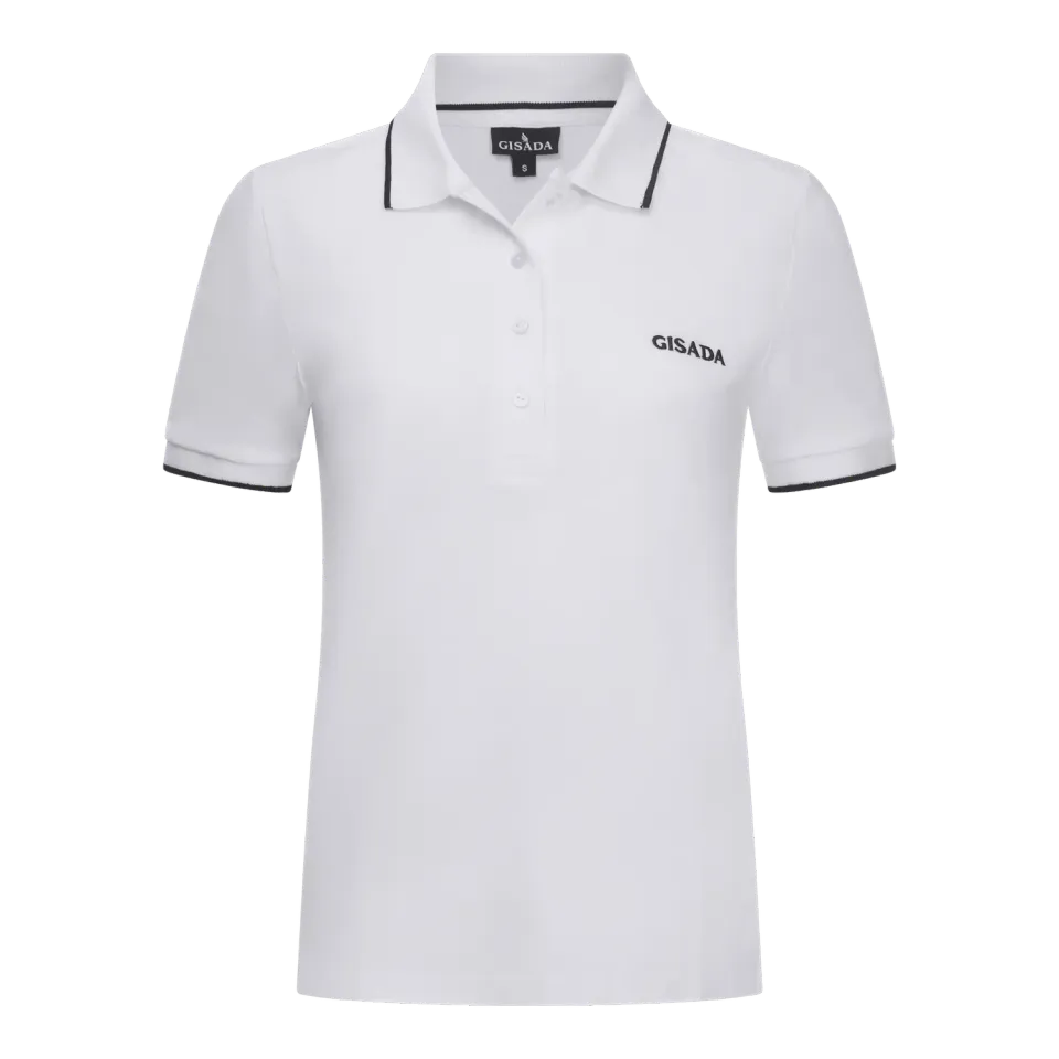 Gisada 9002 polo dame hvit piqué bomull