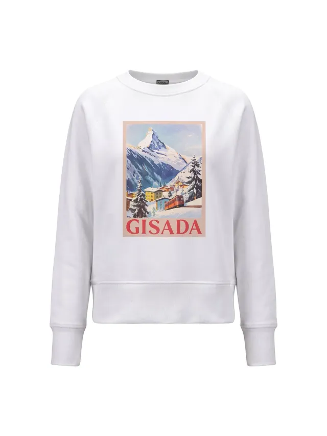 Gisada 6011 sweatshirt hvit bomull Matterhorn-trykk