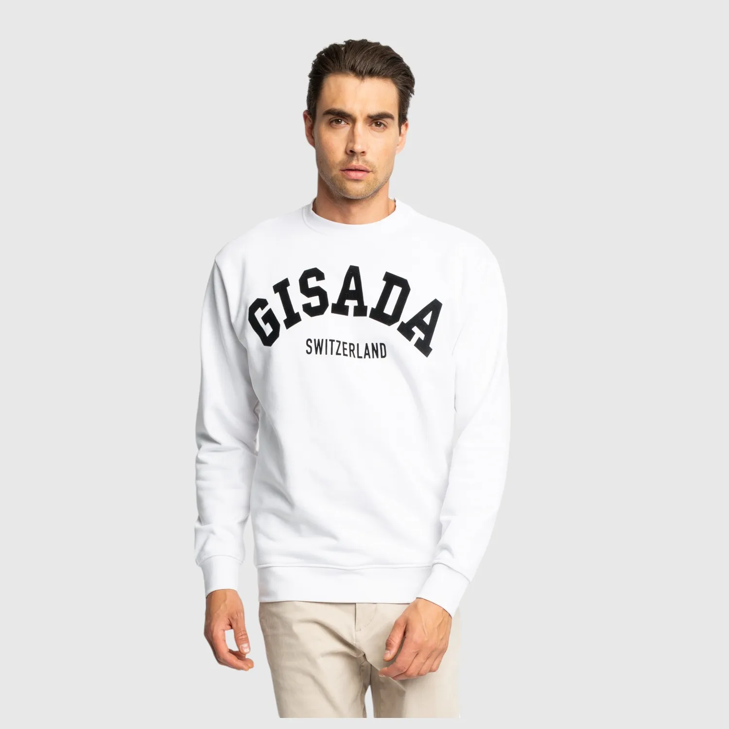 Gisada 3001 sweatshirt herre hvit standard passform