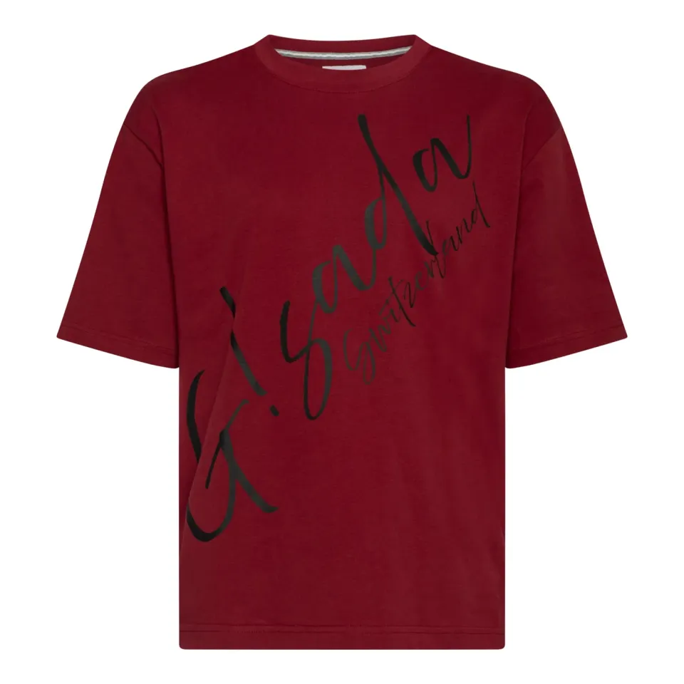 Gisada Oversized T-skjorte bordeaux tung bomull