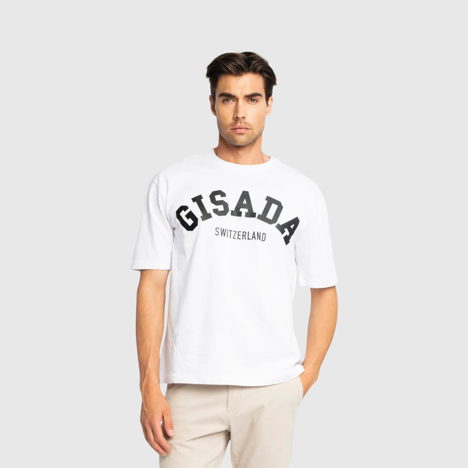 Gisada Chicago 1006 t-skjorte hvit oversized tung bomull