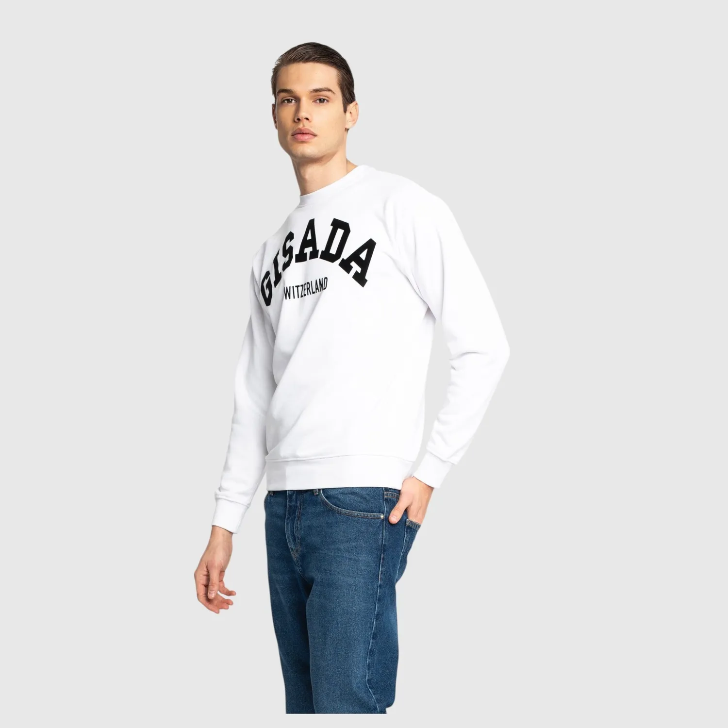 Gisada 3001 sweatshirt herre hvit standard passform