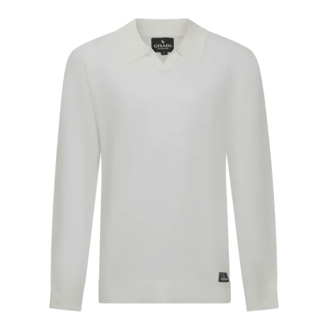 Gisada Regular Fit Knit Polo Johnny Collar poloskjorte elfenben