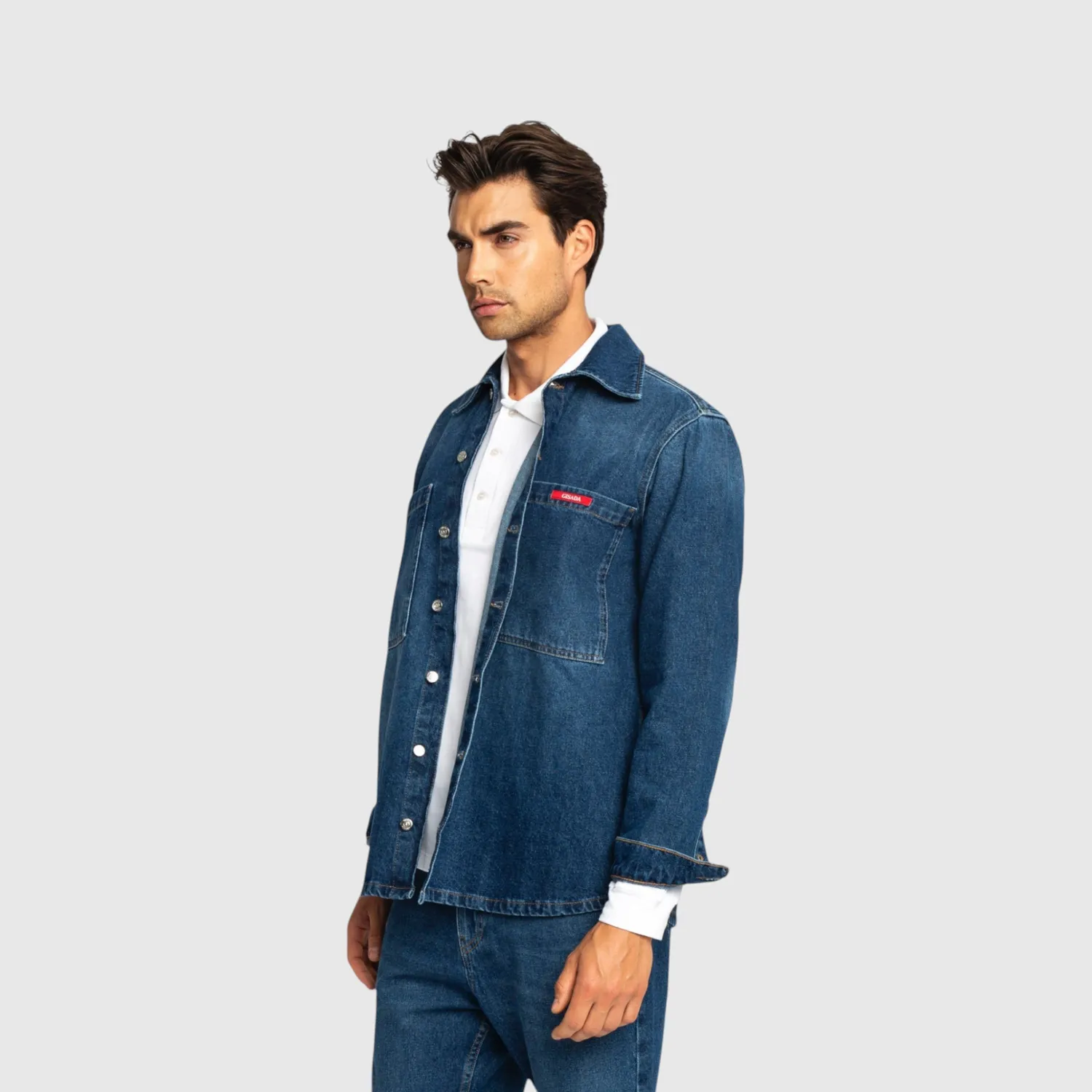 Gisada 1102 denimskjorte washed blue L oversized