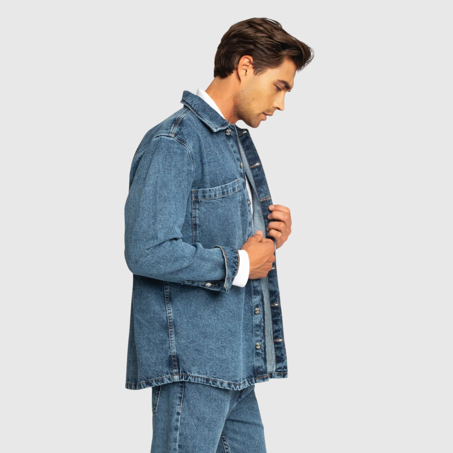 Gisada Oversized denimskjorte snow blue vasket