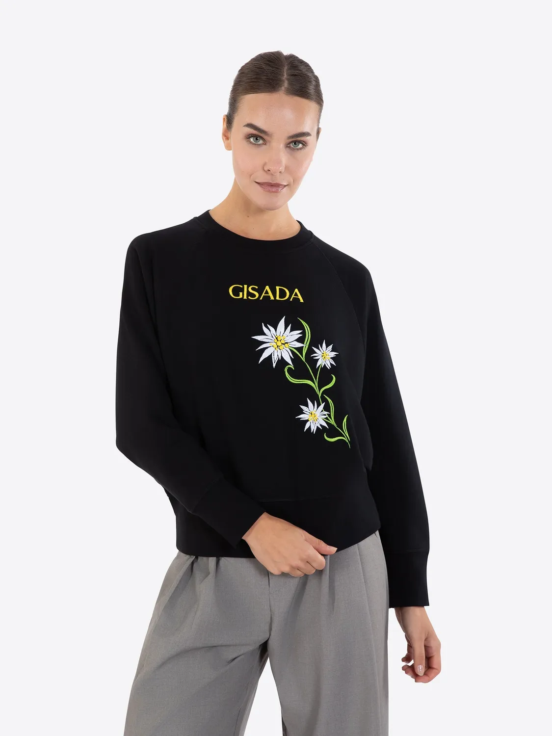 Gisada Fine Cotton sweatshirt svart cropped dame